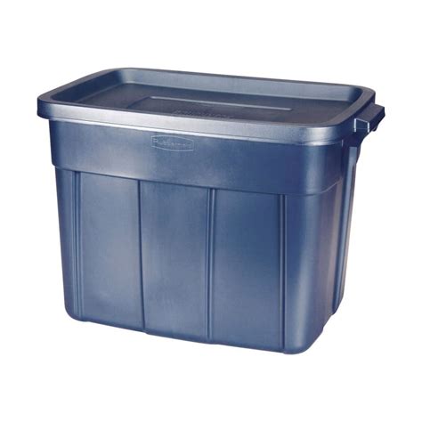 rubbermaid roughneck 18 gal. storage box dark indigo metallic|rubbermaid storage containers.